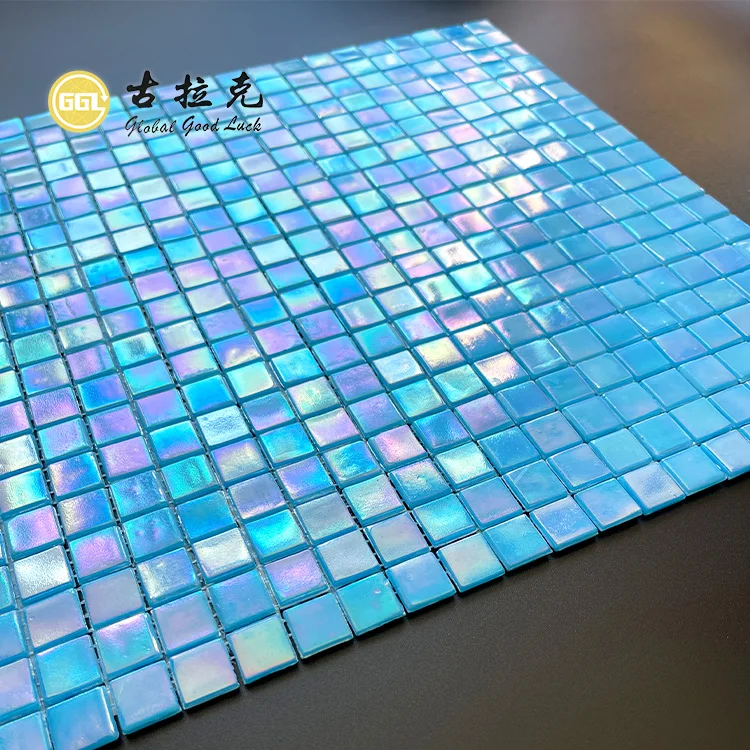 Blue crystal glass mosaic tiles cheap swimming pool tile backsplash supplier