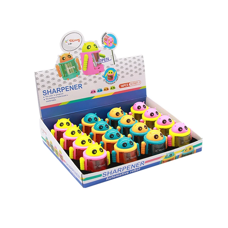 Yalong Popular Robot Sharpener for Children 4 Colors Mixed Box Packed Cool Robot Shape Pencil Sharpeners