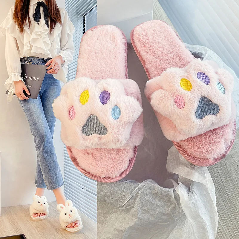 Wholesale Winter Women's Fur Plush Soft for Cute Fashion Warm Fluffy TPR Sole New Style