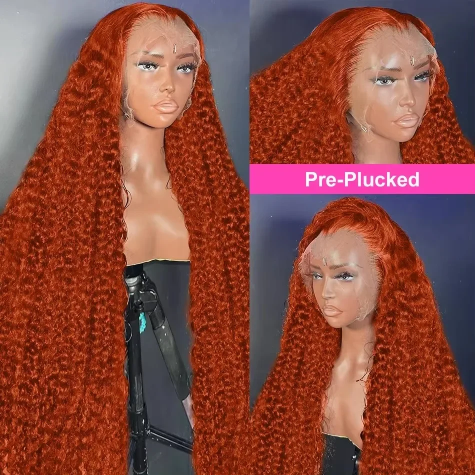 Parrucca lace front capelli umani deep wave arancione zenzero_voghion.com