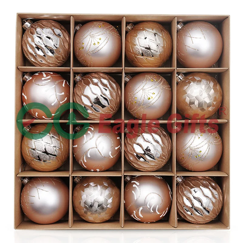 EAGLEGIFTS Gold Red Irregular Shape Hand Painted Pattern Big Christmas Balls Ornament 2025 Customizable Plastic Christmas Ball