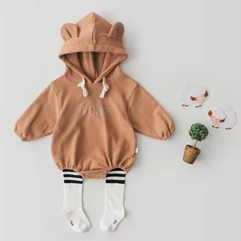Wholesale Cotton soft material Embroidered rabbit Long Sleeve Baby Girl Boutique Ruffles Clothes Romper Newborn Jumpsuits