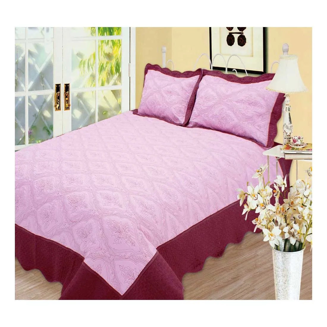 Стеганые Пододеяльники в Корейском стиле сделанные на заказ из китайского шелка высококачественное одеяло 3 предметов для кровати большого