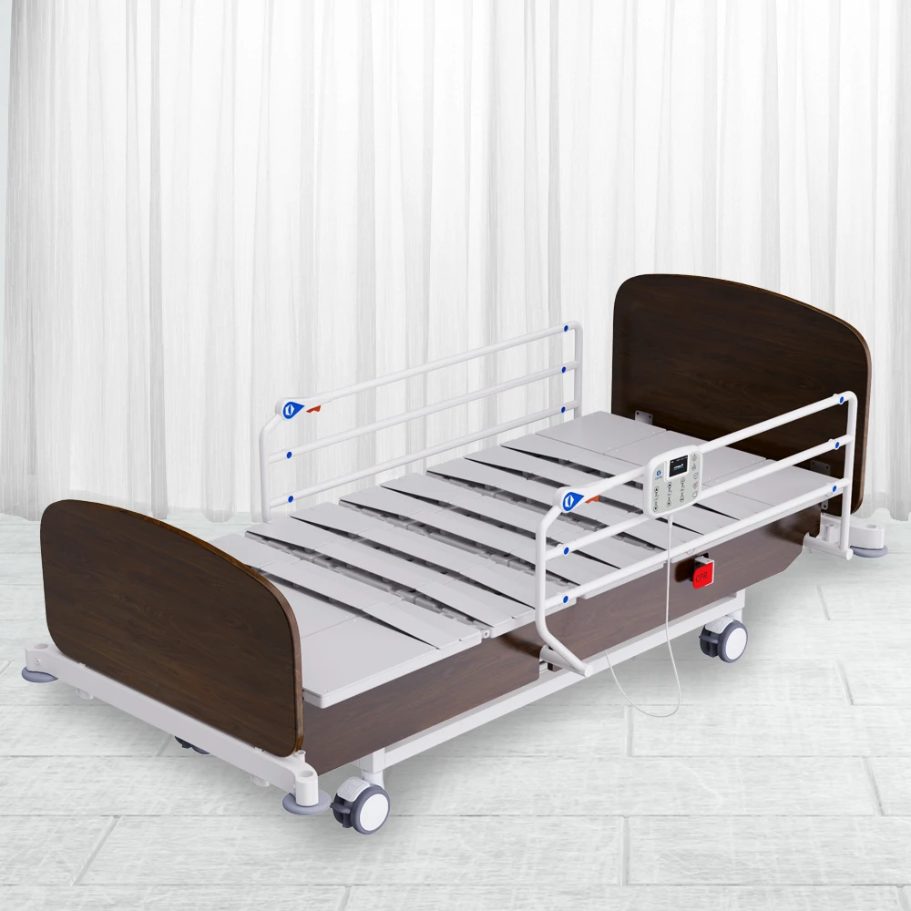 Anti-Decubitus electric Hospital Bed with 3 Crank ISO Certified for Nursing Patients Made of ABS Metal Wood