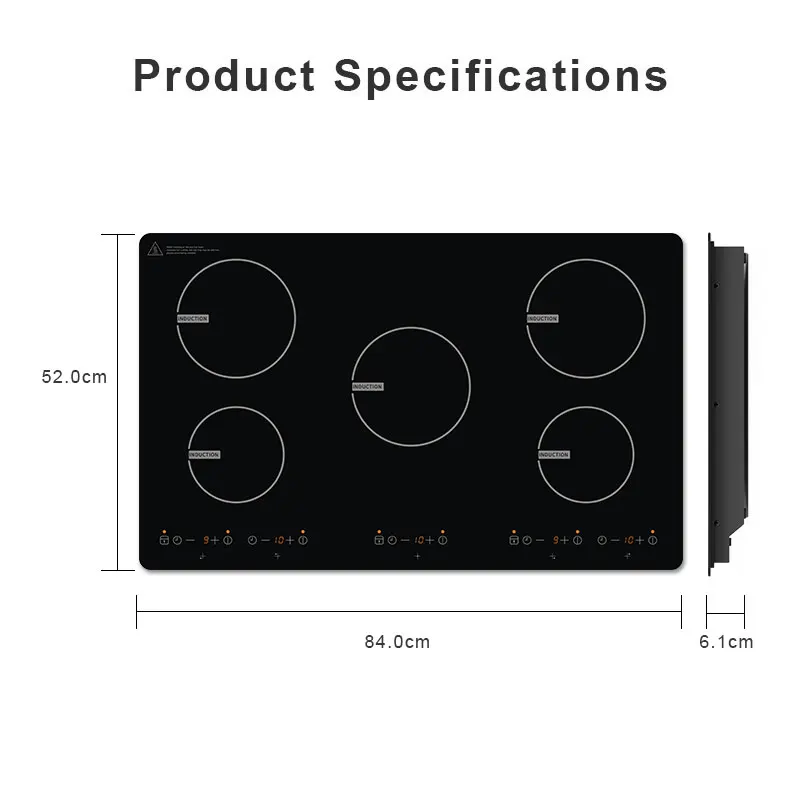 Aiting High Power Modern Design Copper Coil 220-240V 9400W Sensor Touch Control 5 Burners Induction Cooker