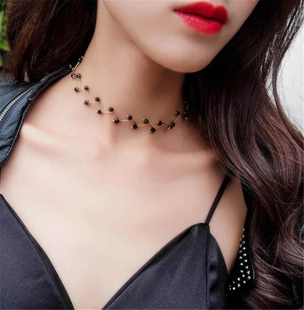 Boost vandfald emulering Wholesale Fashion Female Jewelry Plate Gold Simple Geometry Leaf Small  White Black Pearl Choker Necklace For Women Short Necklace Choker From  m.alibaba.com