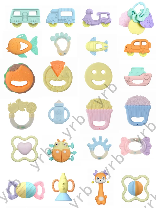 Soft Silicone Teether Candy Color Accessories Toy for Babies Teether Cute Happy Infant Baby Teethers Baby Rattle Toys