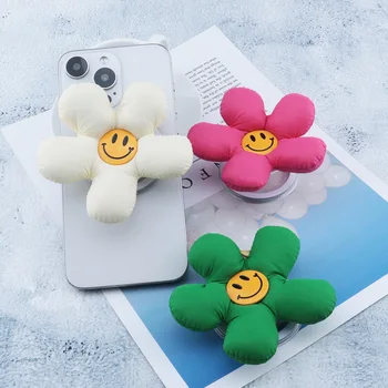 High quality custom floral Phone Holder flower magnetic suction bracket Kawaii Fabric Mobile Finger Griptok Phone Holder Grip