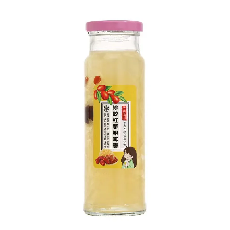 Vintage Clear Glass Jar Bottles Reusable 235ml 350ml 500ml with Round Shape Metal Lid Bulk Sale for Yogurt & Juicer Packaging