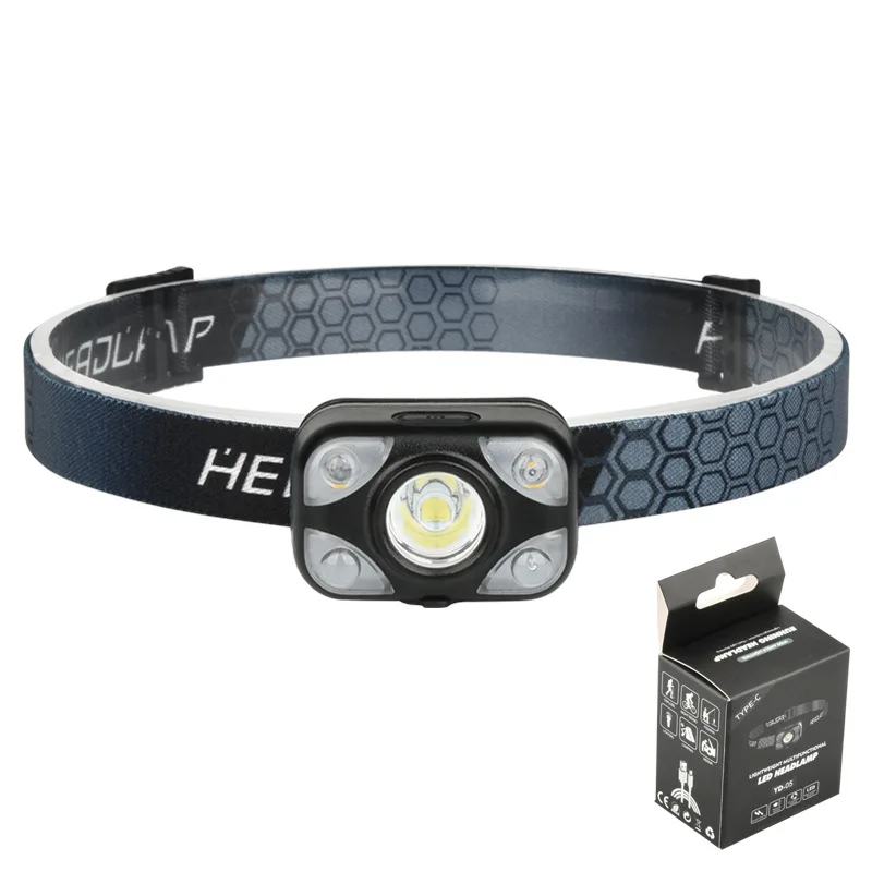 Mini Headlamp Motion Sensor Battery Display Head Light Type-C Rechargeable Mining Plastic Led Cob Headlamps supplier