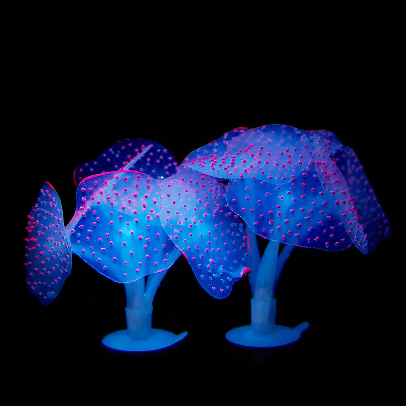 Fish Tank Ornament Luminous Imitated Sea Anemone Simulated Fluorescent Coral Water Plant Aquarium Decoration Accessories 10 13 G