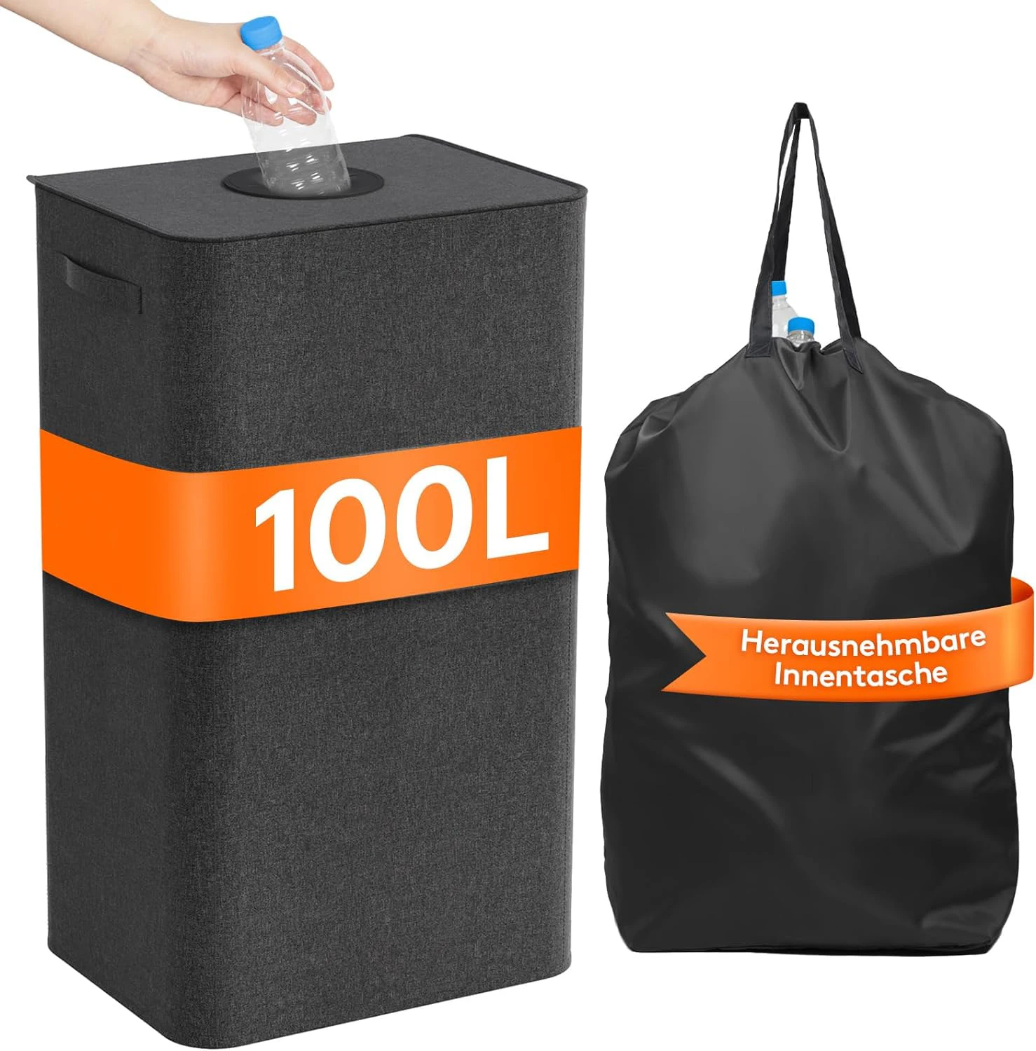 100L Large Deposit Bottles Collection Container with Hole Kitchen Storage Room Bottle Bag