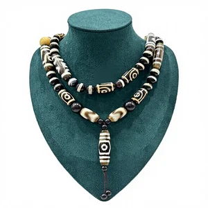 YOB Wholesale High Quality Stone Necklace 8mm Black Agate Square Lava Stone Beaded Pendant Wedding Party Children's Gift