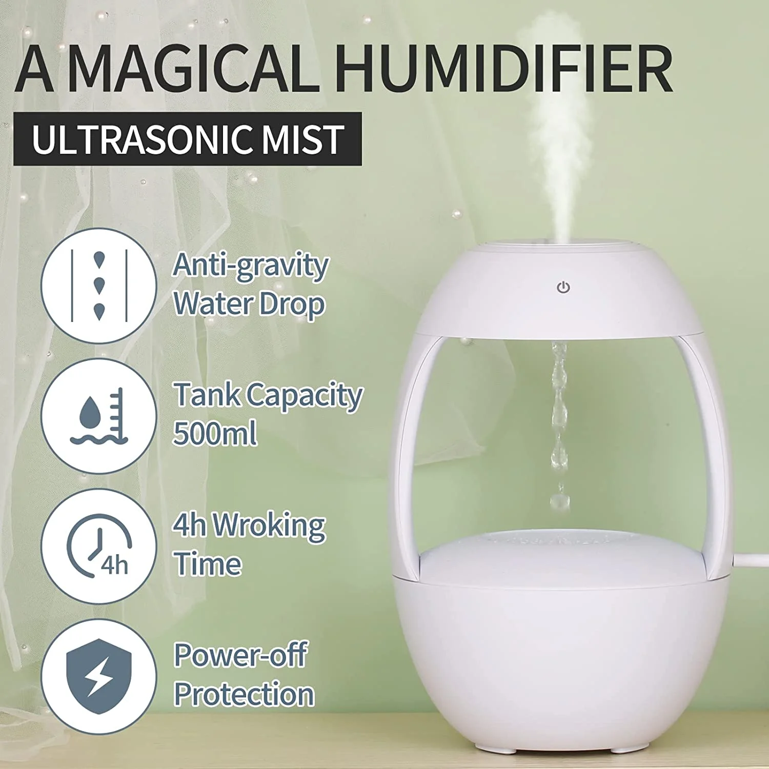 Anti Gravity Water Drop Aroma Diffuser Single Arm New Design Anti-gravity Air Humidifier Yoga Diffuser