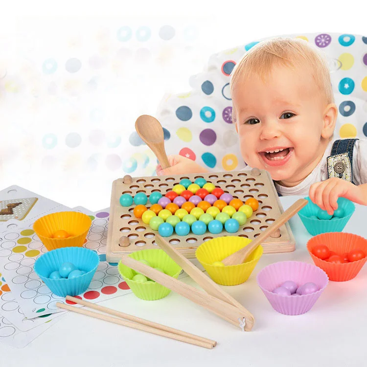 Early Educational Toy Hands Brain Training Clip Beads Puzzle Board Math Game Baby Montessori Wooden Toys