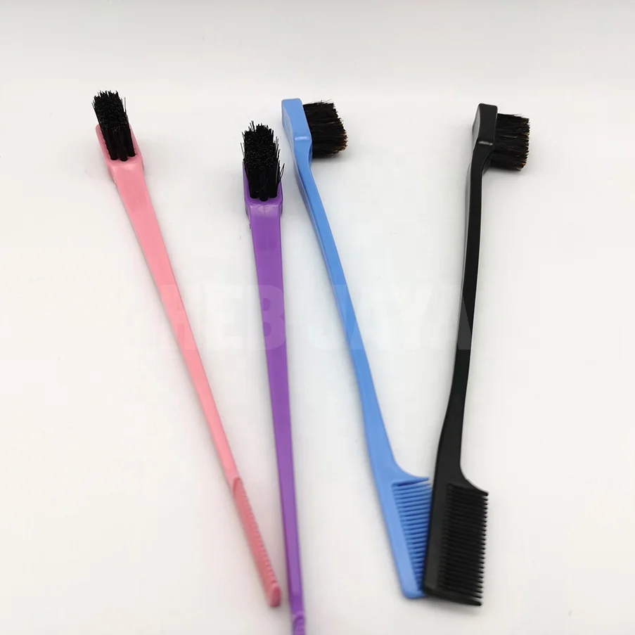 Оптовая продажа, розовая Двухсторонняя щетка 3 в 1 для управления краями бровей и Расческа с крысиным хвостом, оптовая продажа, частный логотип