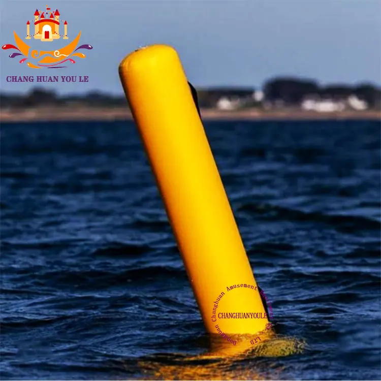 Yellow Red Color Custom Logo Swim Life Buoy Open Water Inflatable Long Cylindrical Swimming Floating Buoy