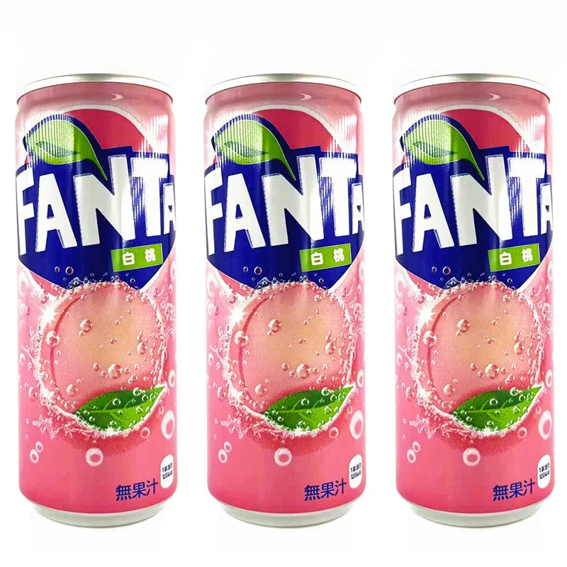 Wholesale White Peach Flavor Soft Drink Japan Fenta 250ml Carbonated Soda Water Aerated Water
