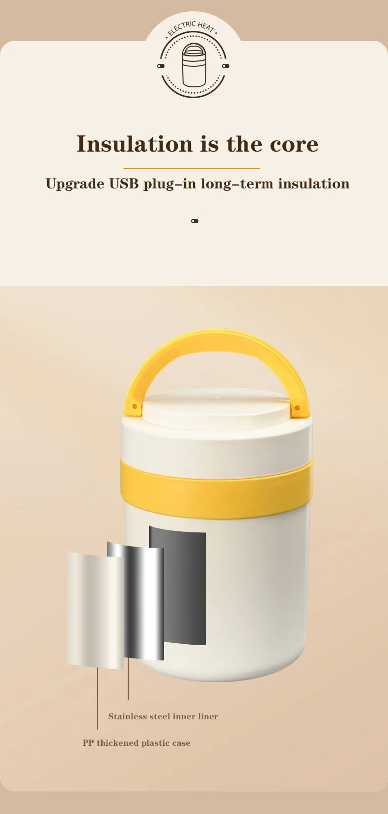 New Style Usb Electric Lunch Box Heating Food Portable Bento Lunch Box
