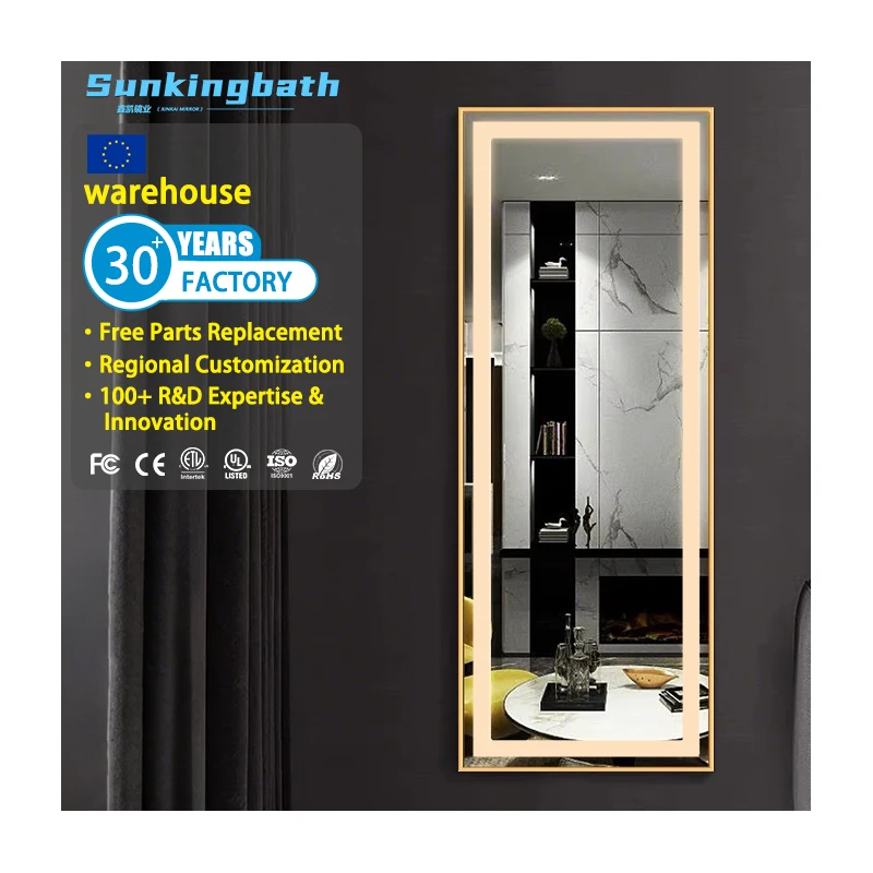 Oversized Led Minimalist Smart Touch Design Full Length Mirror Tempered Glass Floor Mirror for Everyday Use