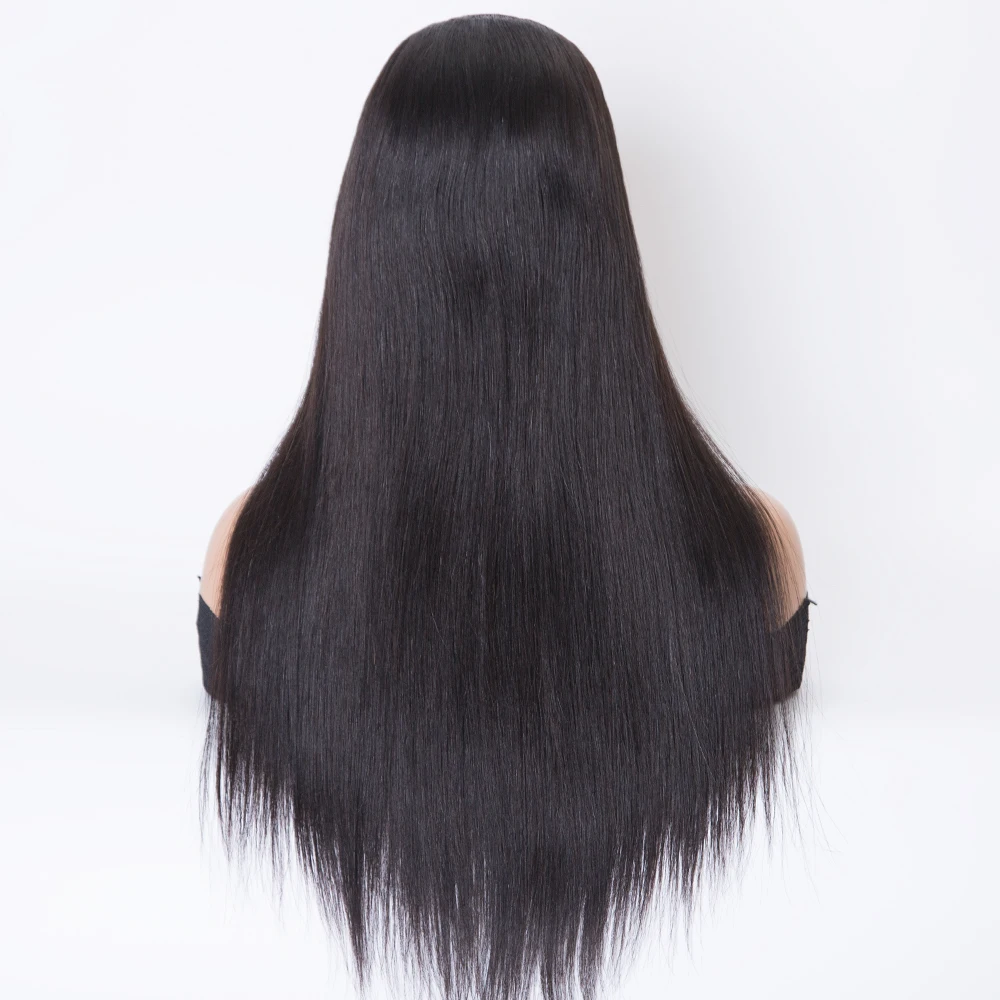 16 inch 150% density straight texture natural black color machine weft U-part Hat wig