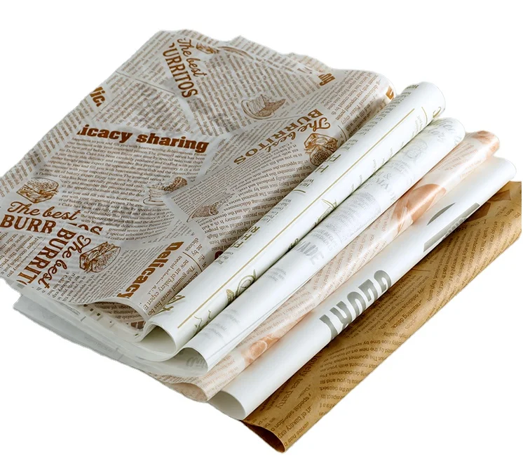 Food Wrapping Paper Custom Sandwich Food Wrap Greaseproof Paper Packaging Printing Baking Paper Wood Pulp