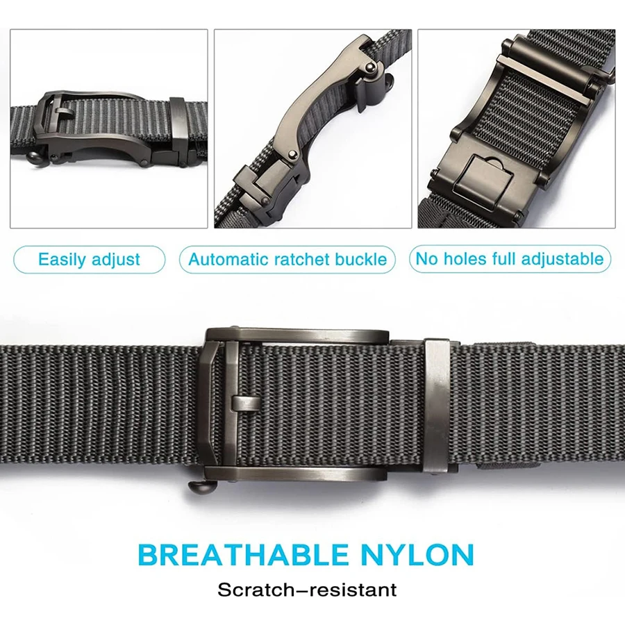 Men Wear-resistant Nylon Web Tactical Belt with Automatic Slide Buckle Golf Men Adjustable Tactical Belt