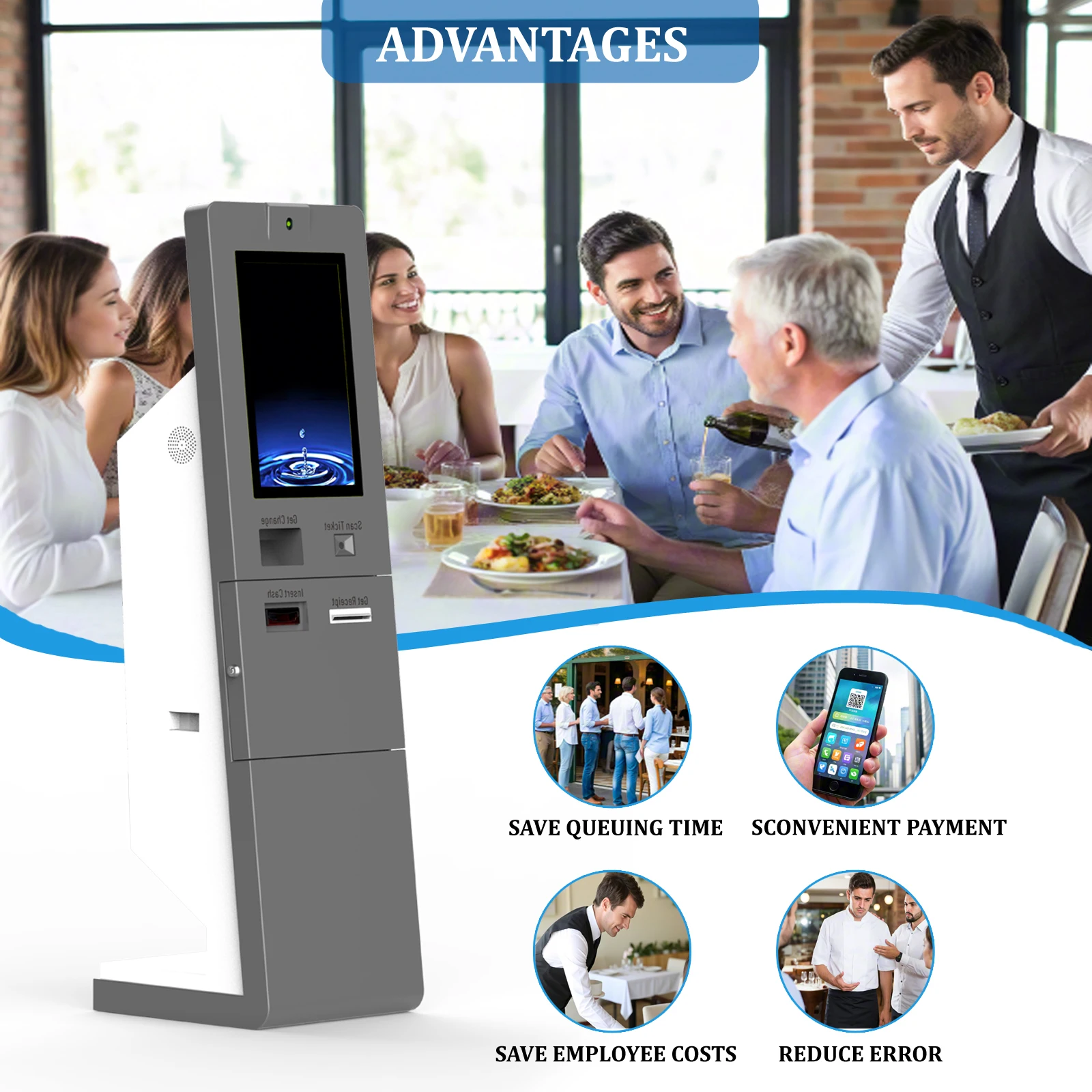Automated Car Parking Payment System Machine 21.5 Inch Parking Cash Bill Payment Kiosk Cash Recycler Machine Self Service Kiosk