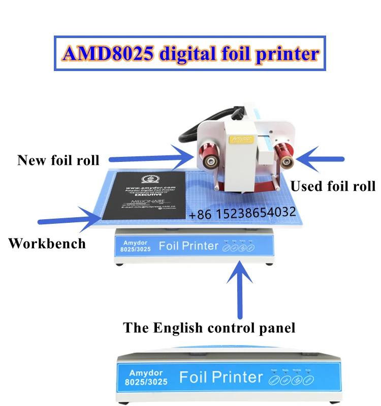 Logo Digital Hot Foil Printer Digital Foil Printing Machine Amd8025 On