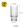 Vaso de cristal apilable con patrón de diamante transparente de 340 ml