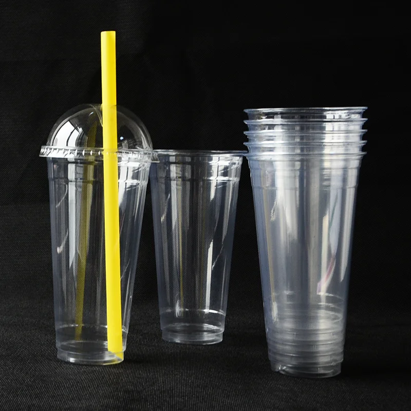 Wholesale 32 oz Plastic Cups with Lids Upscale Restaurant Cups with logo  Printed Big Size Plastic Cup for Milkshake Smoothie