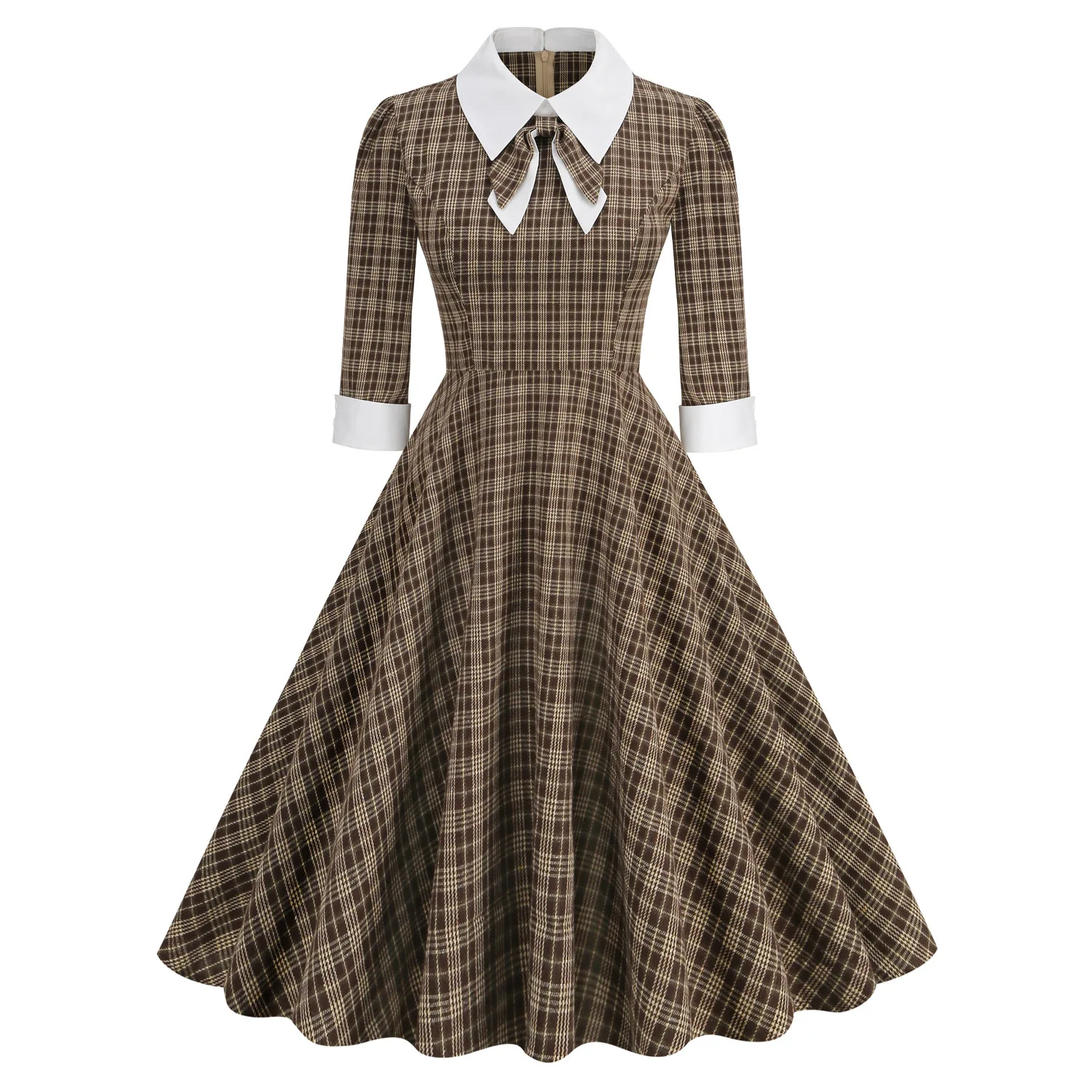 white christmas dresses Red Tartan Pleated Button Front Dress – Sail to Sable main image 0