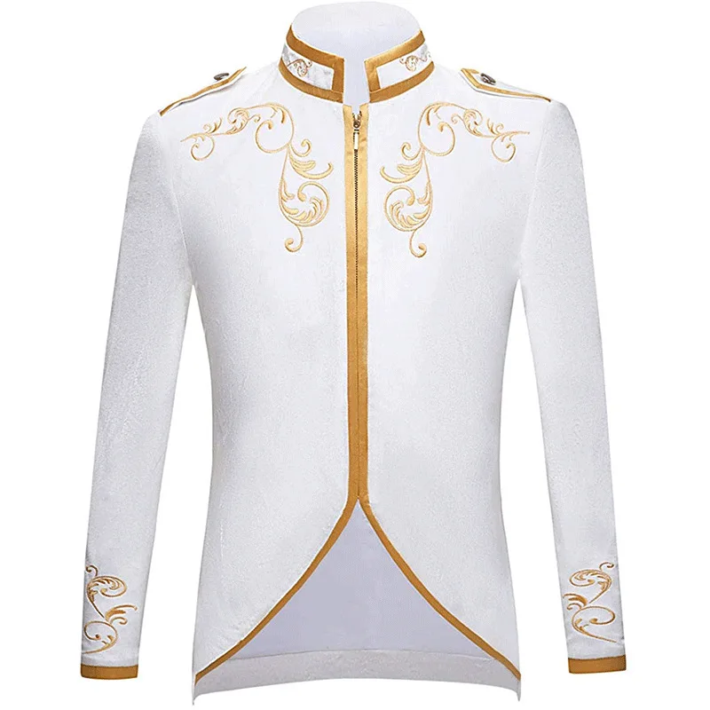 British Style  Prince Gold Thread Surround Retro Stage Suit Men Party Blazer Slim Fit Jacket Singer Performer Coat