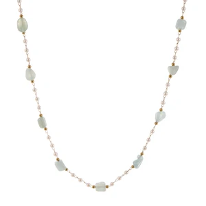 Trendy Colorful Beads Chunky Stainless Steel 18K Gold Plated ZIRCON Fashion Necklace for Women Wholesale