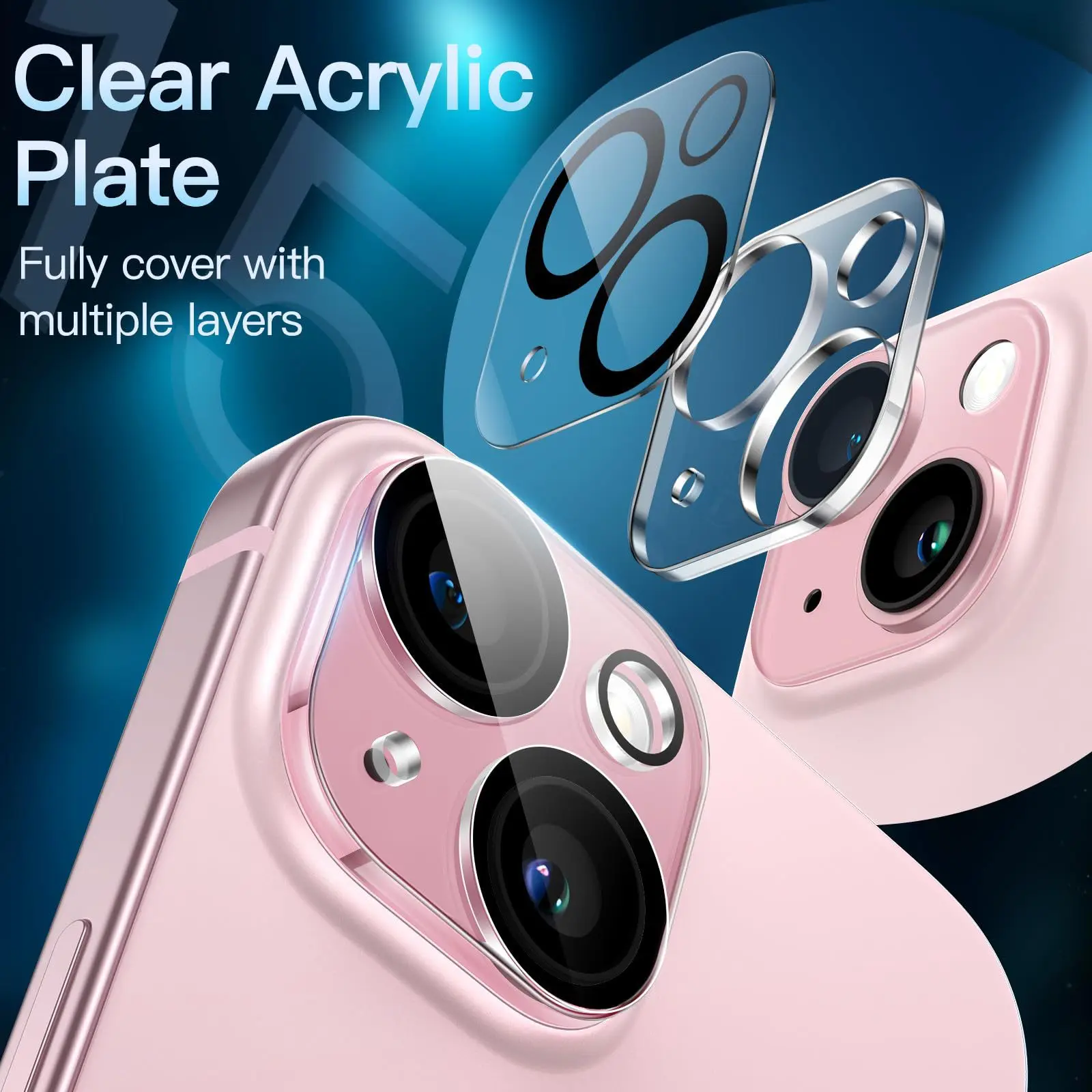 HD Clear Camera Lens Protector Tempered Glass Screen Protector for iPhone 16 15 Pro Max 14 13 12 11 Xr Xs Max 7 8 Redmi Note 11