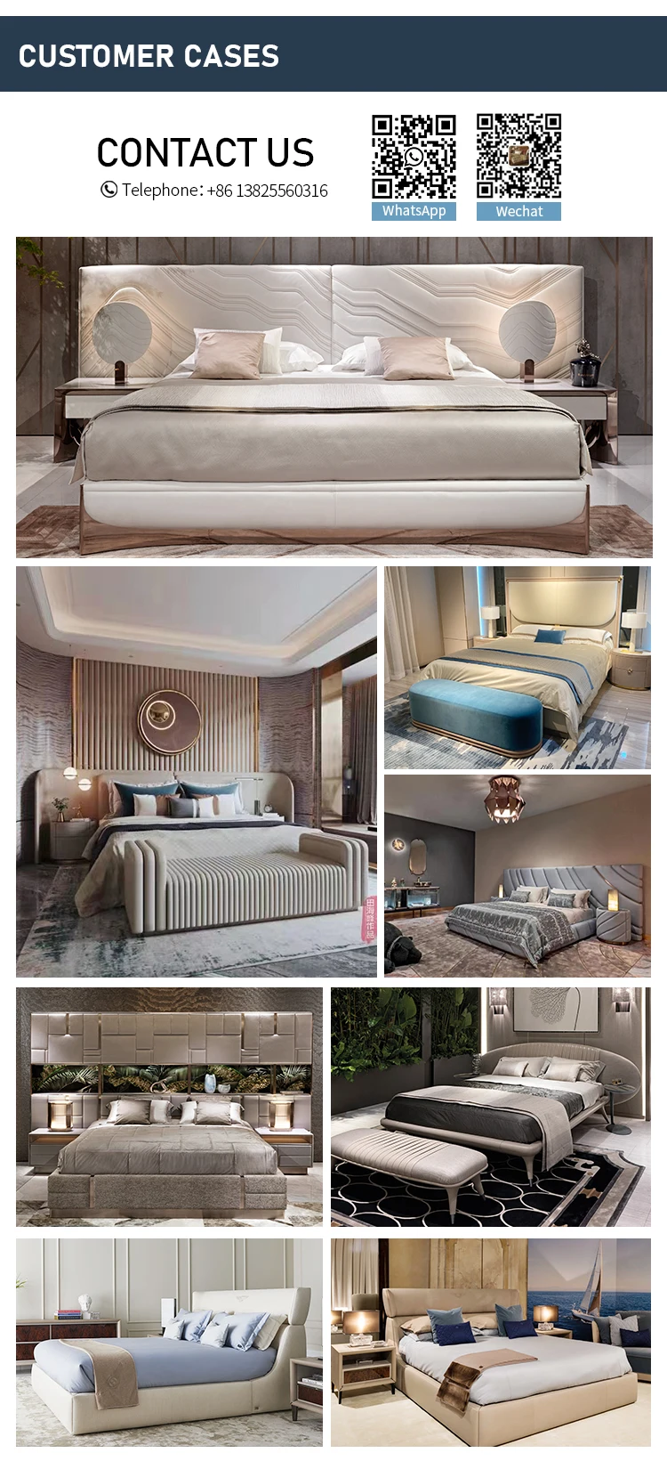 Modern Big Headboard Bed Room Furniture Hot Sale Genuine Leather Modern ...