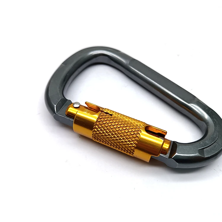 Outdoor 28kn Oxdized Aluminum 7075 Tension Automatic Locking D Shape Metal Tree Carabiners mosquetones de escalada de 25kn