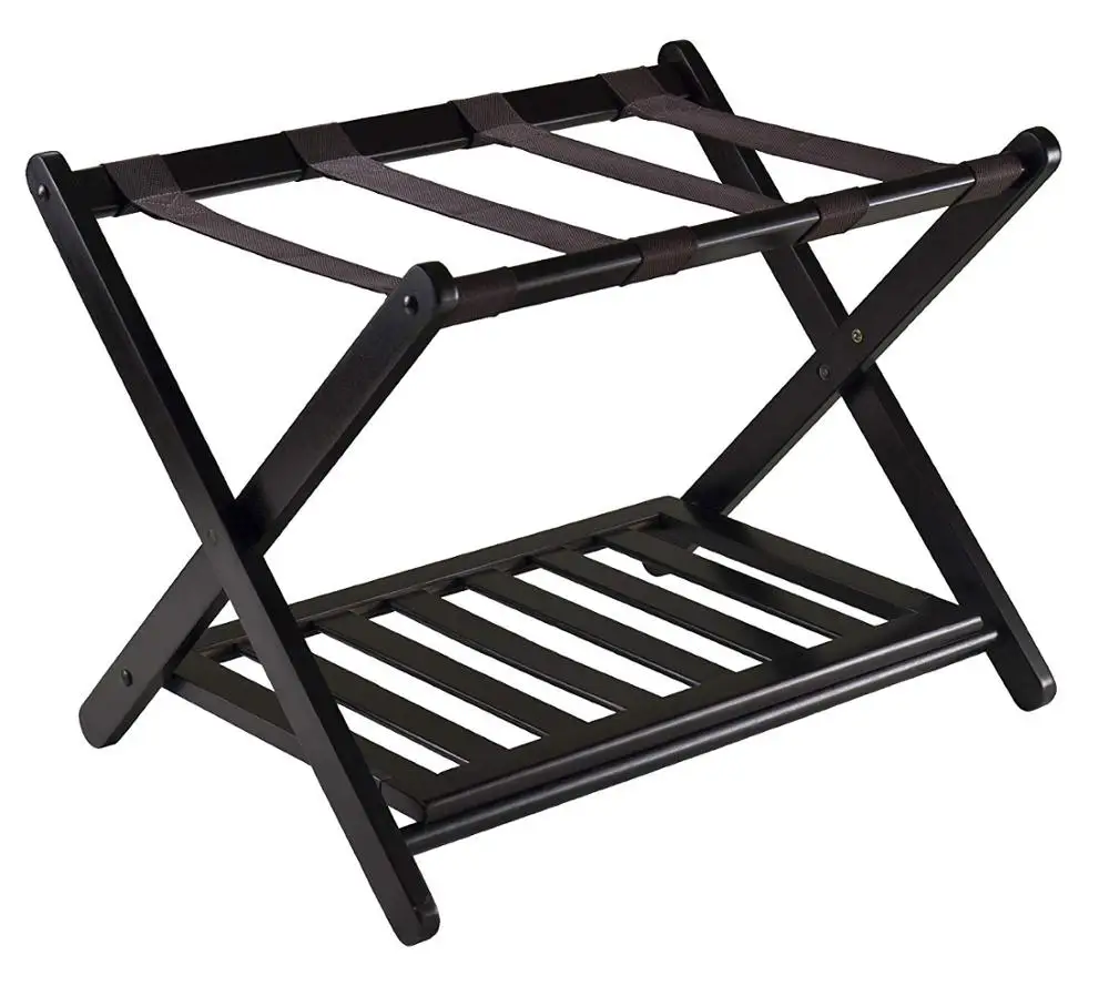 Bamboo Folding Luggage Rack Suitcase 