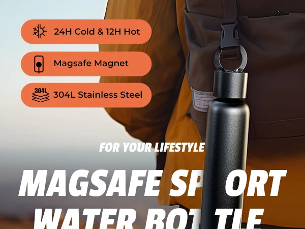 Magsafe Water Bottle 24oz Magnetic Stainless Steel Gym Bottles - Water Bottle With Magnetic Phone Holder