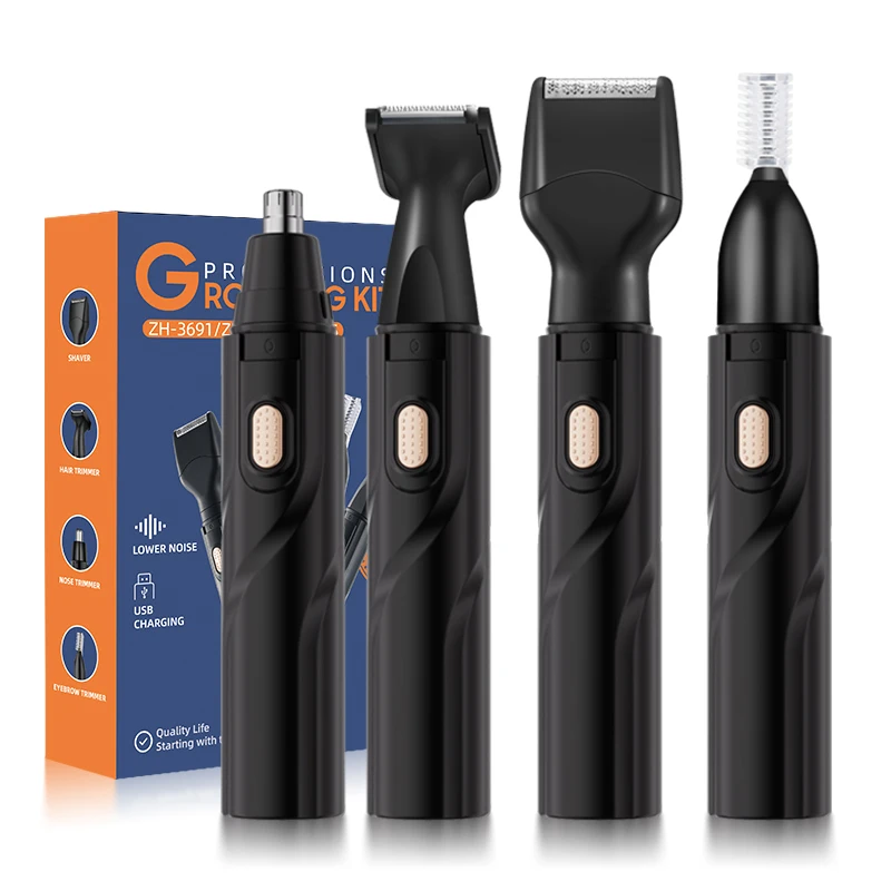 Portable Four-in-One Home Hair Salon Electric Shear New Charging Eyebrow Trimmer Nose Ear Hair Trimmer for Household RV Car Use