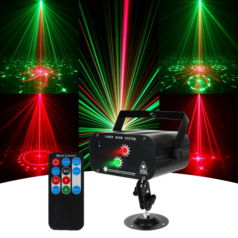 YSH Mini 2-Eyes Disco Beam Projector 48 Patterns Warm White/White Laser Stage Light Spotlights for Iron KTV Night Club DJ Sound