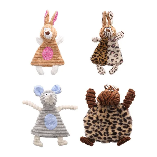 Animal Design Squeaky Corduroy Plush Chew Toy for Dogs Durable Interactive Pet Grinding Teeth Toy