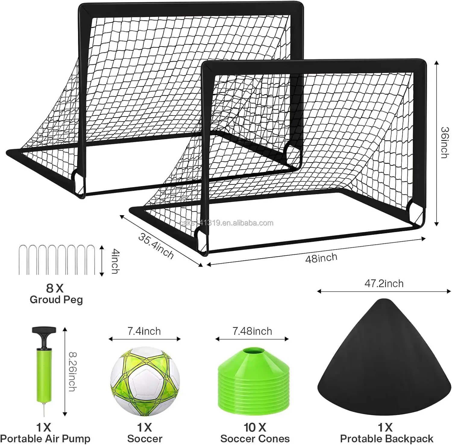 One-stop Solution Soccer Training Equipment Pop Up Goal Portable Training Soccer Goal set Foldable Football Net Goal factory