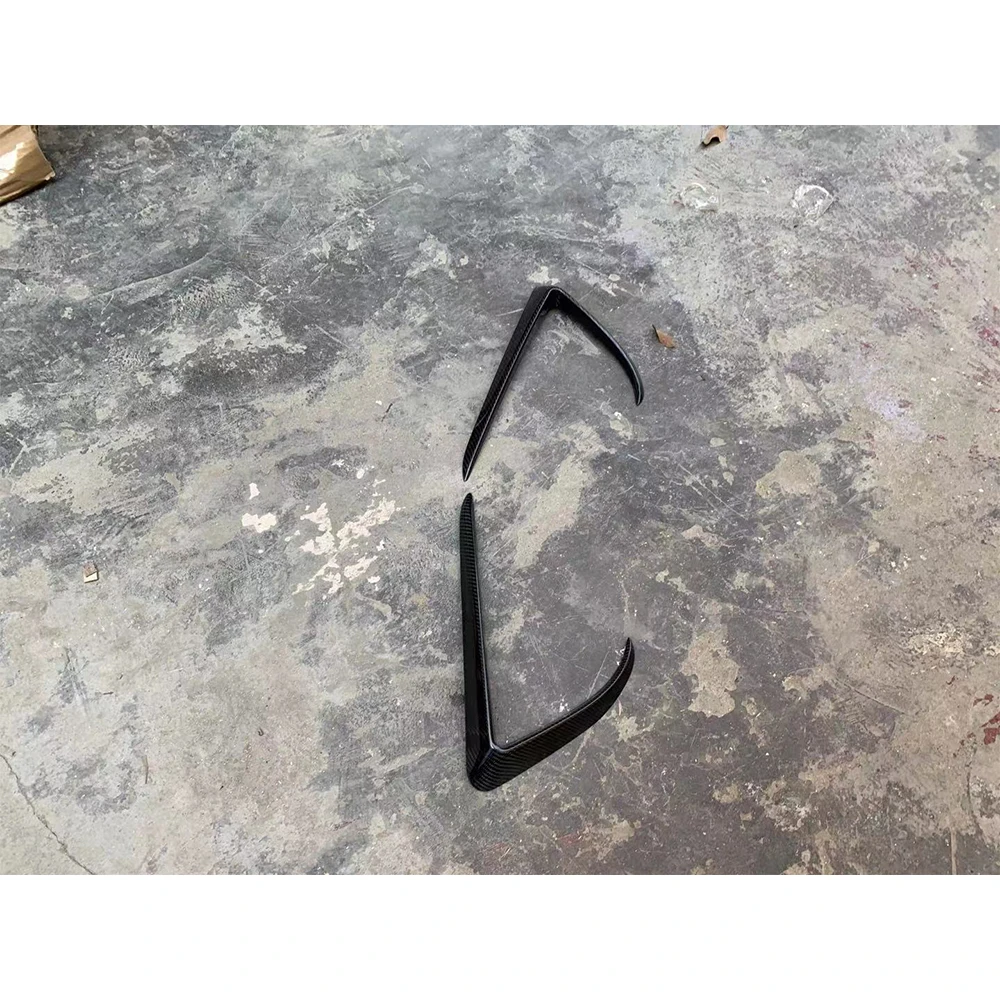 Carbon Fiber Front Bumper Side Fog Frame Air Vent Trim Spoiler Auto