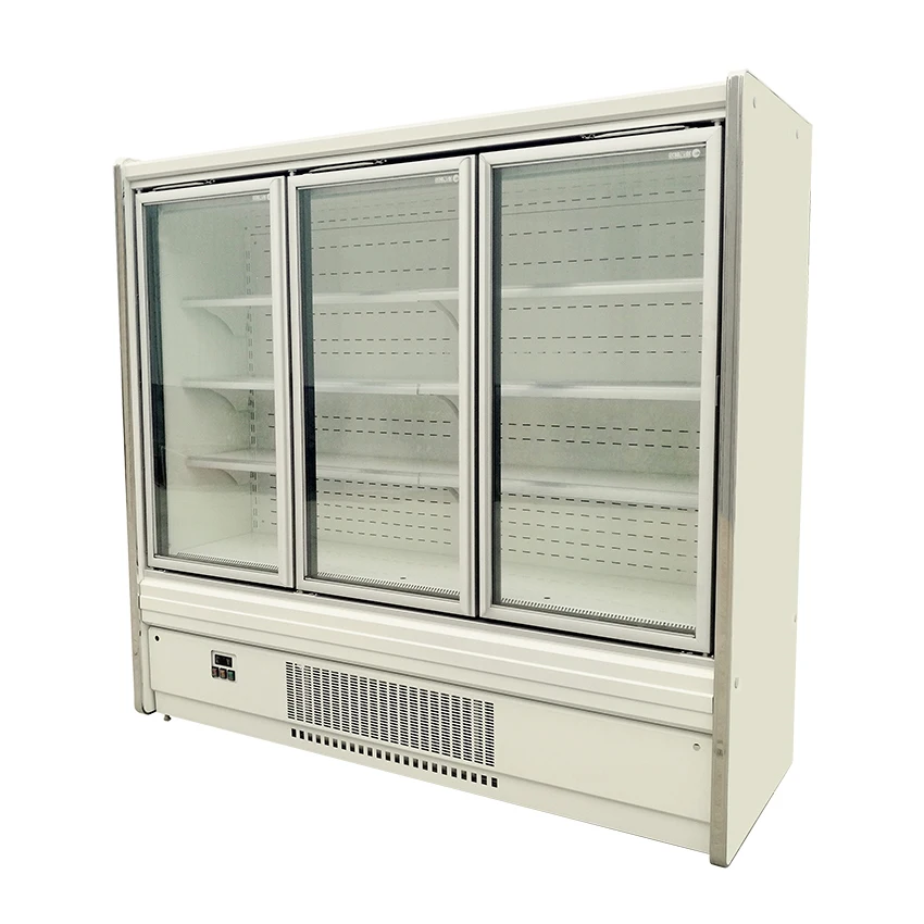 Tempered Glass 90 degree Door Supermarket Refrigerator Vertical vitrine Chiller For Soft Drink