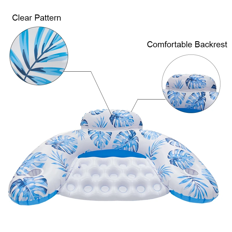Wholesale Inflatable Pool Float Custom Design Leaf Printing Inflatable Chair Pool Floats Seat for Adults
