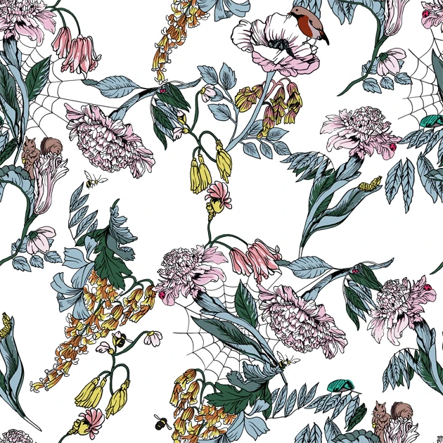 Цветочная 100% вискозная ткань простая с принтом для женской