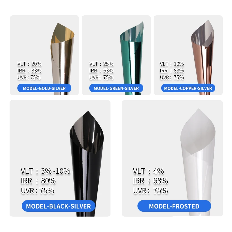 Multi-size One Way Mirror Window Film Privacy Sun Blocking Glass Sticker Heat Control Reflective Film Self Adhesive Window Tint