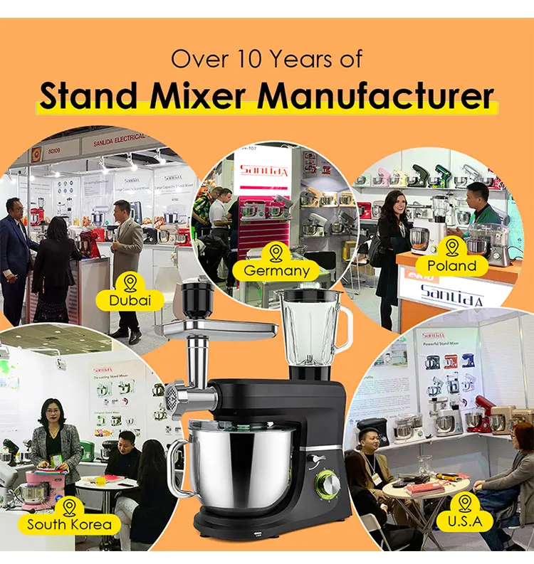 5-in-1Multifunctional Kitchen Appliances, 1500W 4.5L Stainless Steel Bowl With Blender And Meat Grinder Stand Mixer/