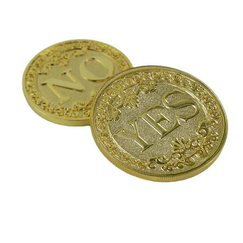 Yes No Decision Maker Custom logo Engraved Good Luck Decision Game Flip Yes No Challenge Coin
